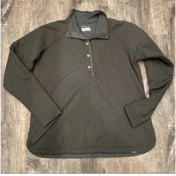 Columbia Omni-Wick Grey-green Ribbed Quarter Snap Sweatshirt/Jacket -women’s Med - Picture 1 of 9